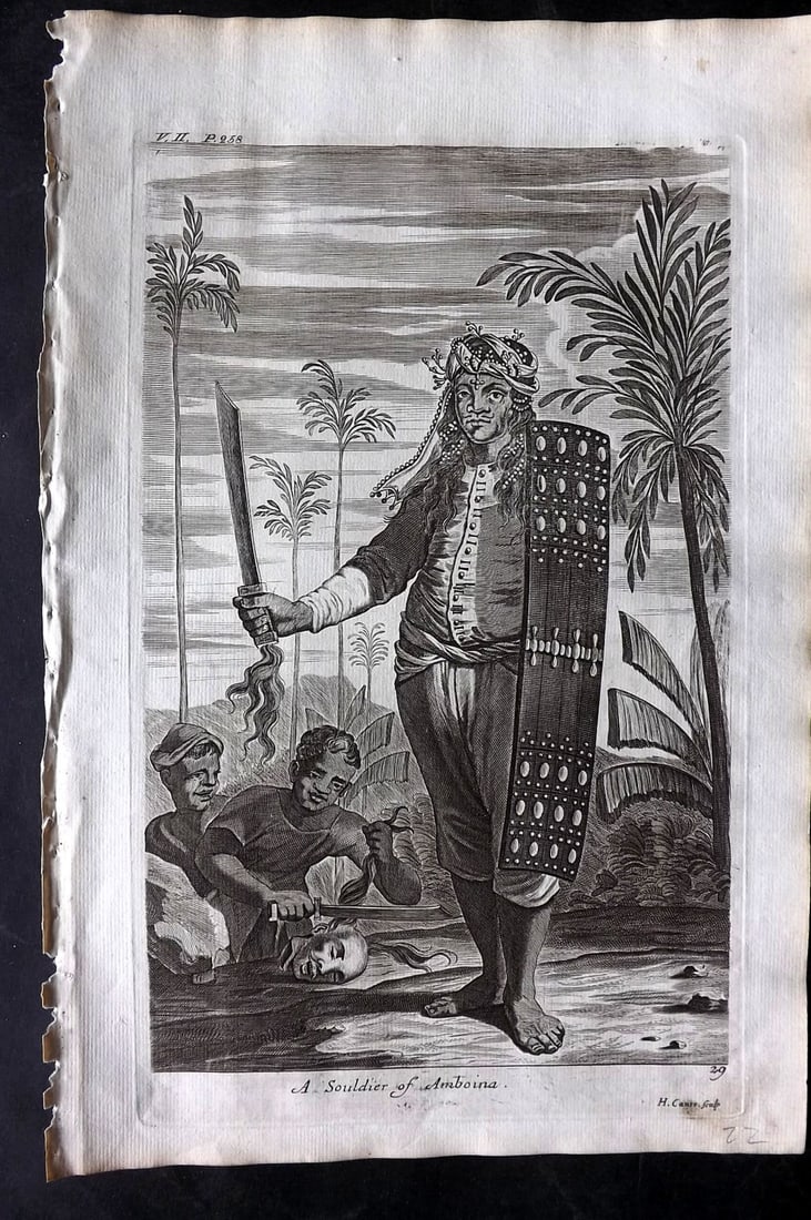 Churchill & Nieuhof 1744 Folio Print. Soldier of Amboina. Indonesia (1 of 2)