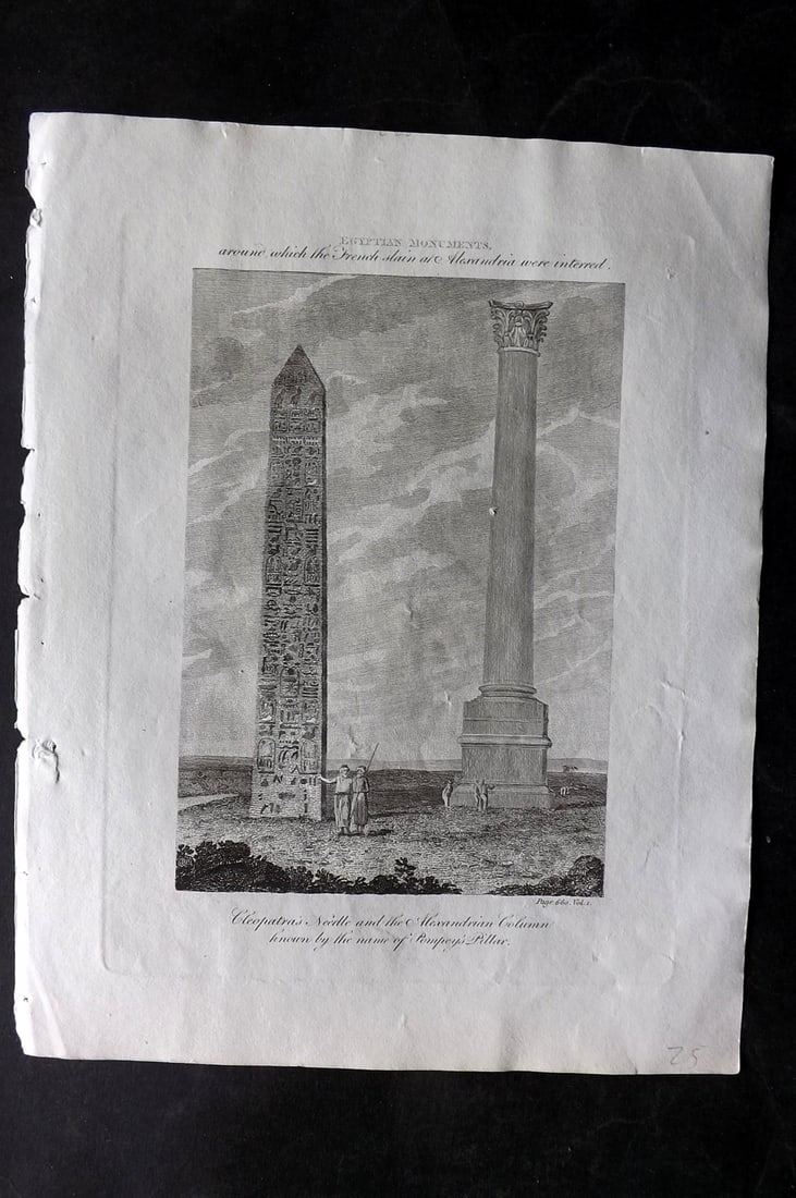 Cooke, George 1801 Print. Cleopatra's Needle, Egypt: Copper Plate Published 1801-07 by Macdonald & Son, London for "Modern and Authentic System of Universal Geography" By George A. Cooke. Paper Size: 10 x 8 inch (26 x 21cm) Good Condition