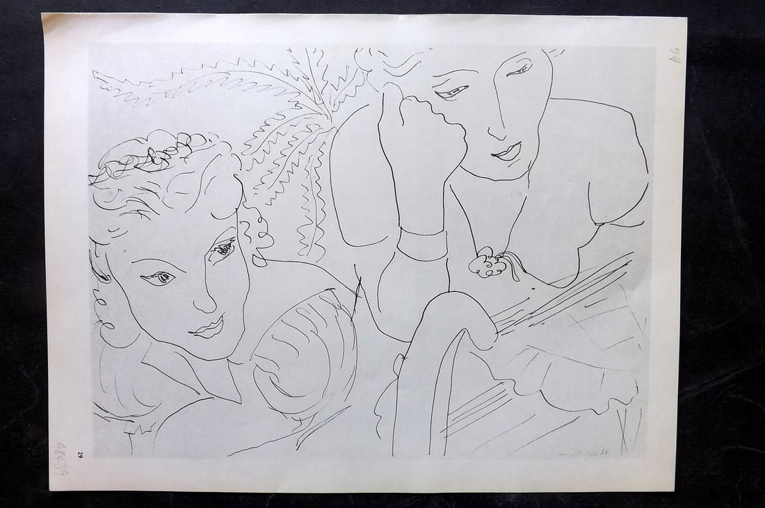 Matisse, Henri 1969 Folio Scarce Print. Drawing 29: Lithograph Published 1969, New York for "Henri Matisse. Drawings And Paper Cut-Outs" by Raoul Jean Moulin. Paper Size: 12 x 9 inch (30.5 x 23cm) Good Condition