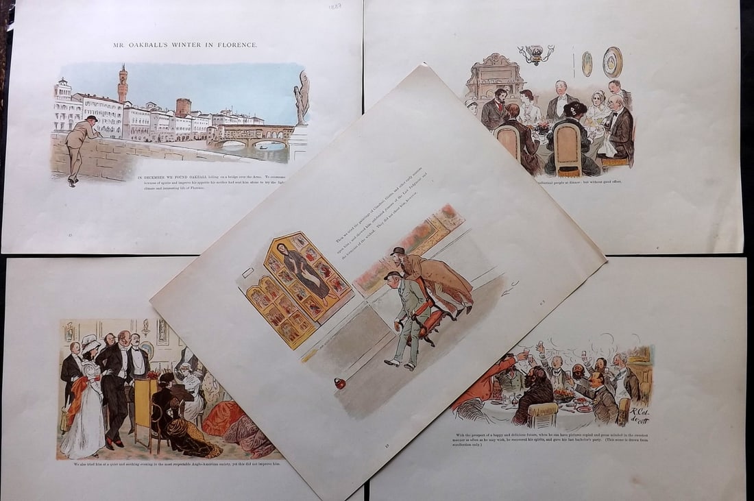 Caldecott, Randolph 1887 Lot of 9 Folio Prints. Florence (1 of 2)