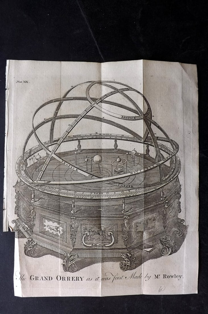 Martin, Benjamin 1781 Astronomy Print. Grand Orrery by Mr Rowley (1 of 1)
