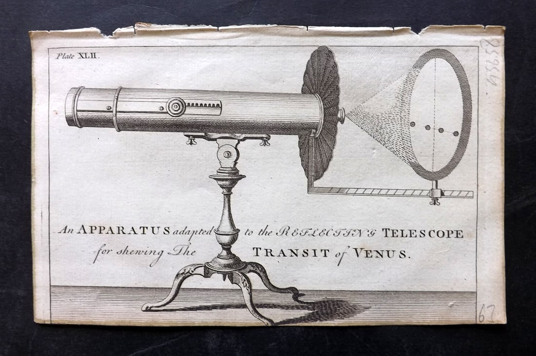Martin, Benjamin 1781 Astronomy Print. Telescope for showing the Transit of Venus (1 of 1)