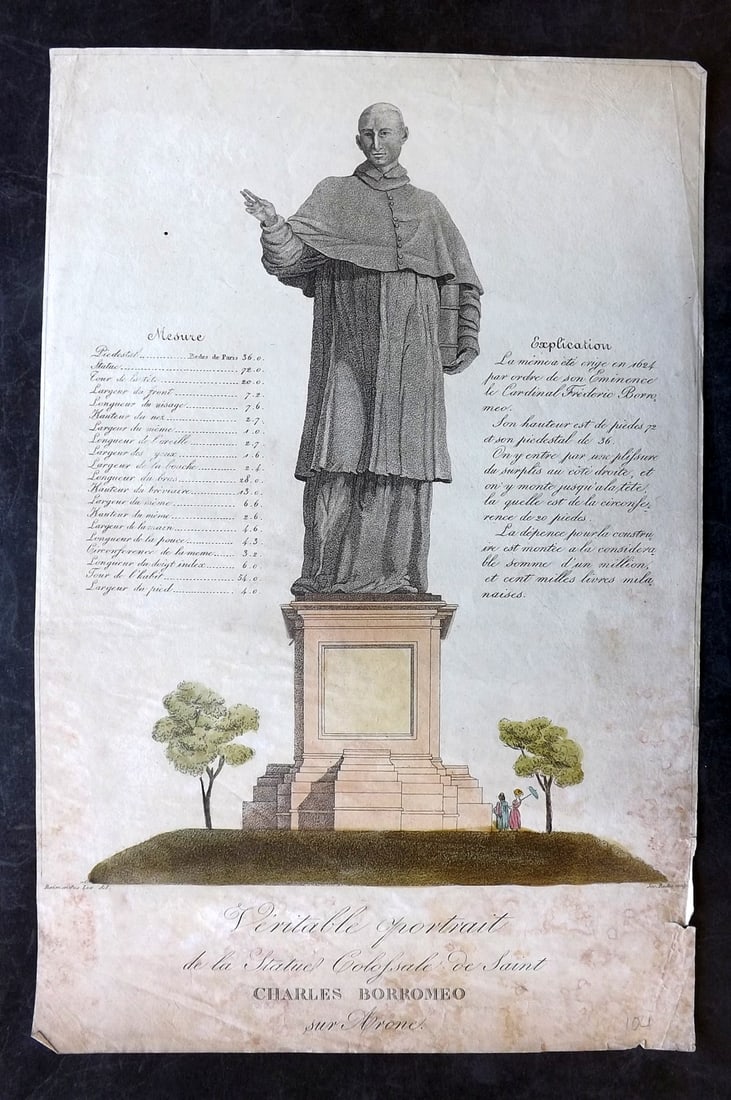 Rados after Leo C1810 LG HCol Print. Statue of Saint Charles Borromeo (1 of 2)