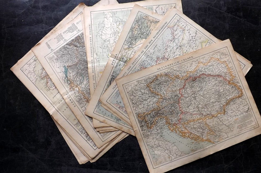 Brockhaus (Pub) 1880's Lot of 21 Antique Maps (1 of 7)