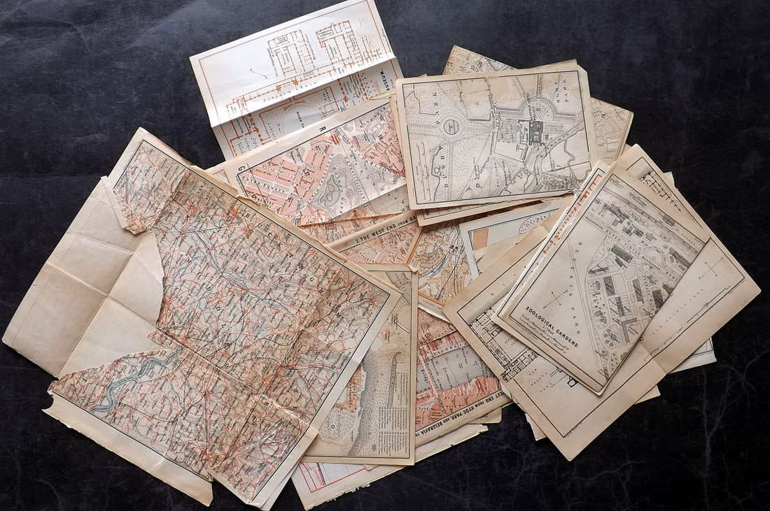Baedeker, Karl 1905 Lot of 20 Antique Maps. London (1 of 5)