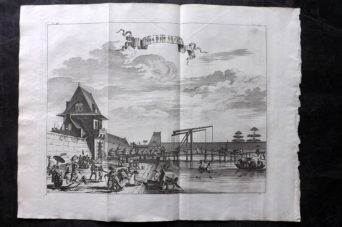 Churchill & Nieuhof 1744 LG Folio Print. The New Gate, Batavia East Indies (1 of 2)