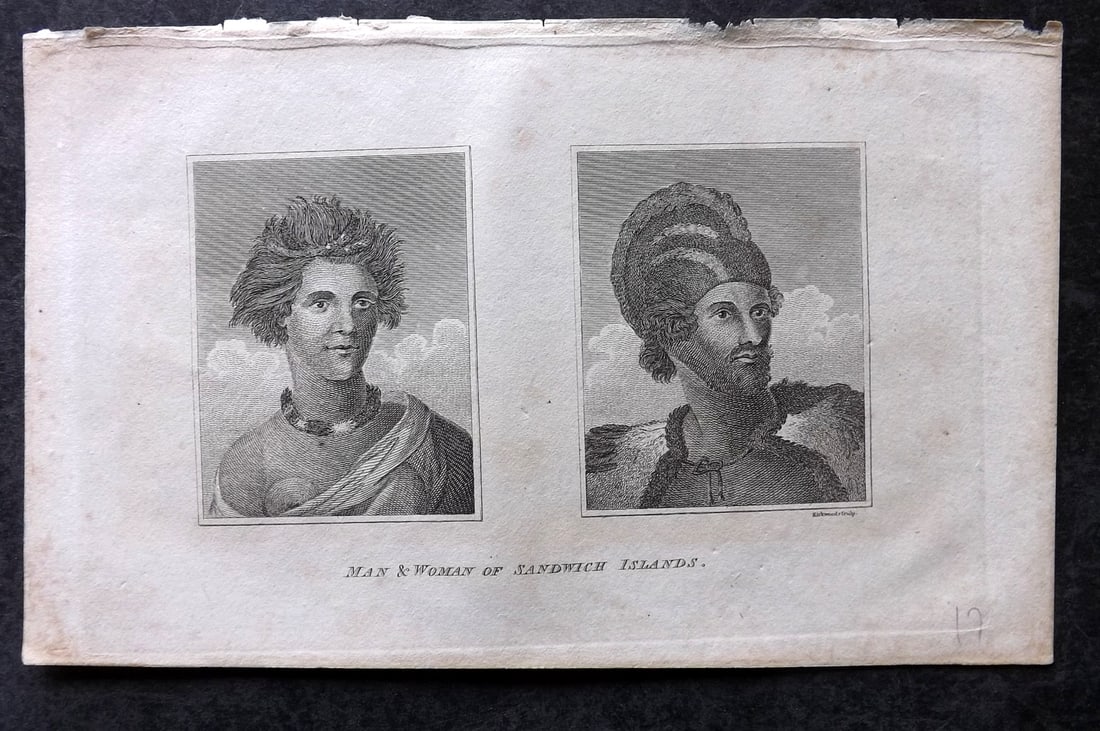 Glasgow Geography 1825 Print. Hawaii - Man & Woman of the Sandwich Islands (1 of 1)