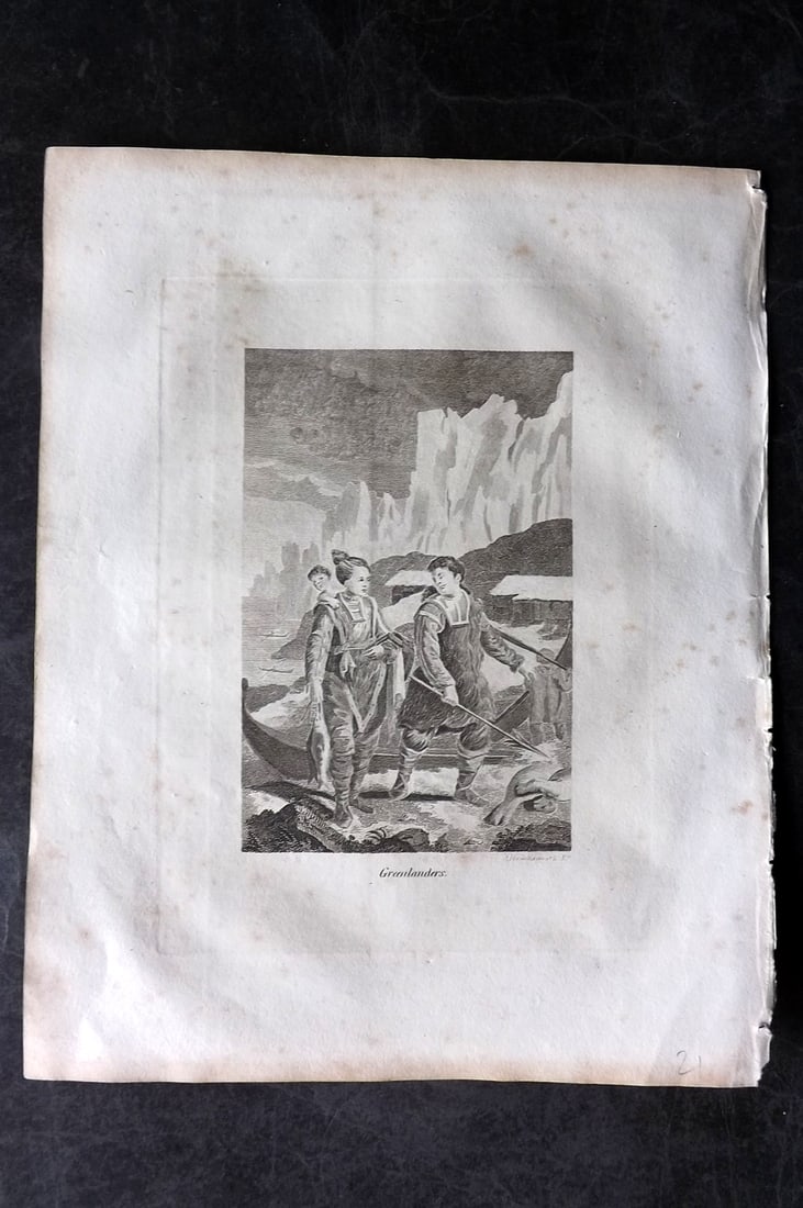Moore, Henry 1809 Antique Print. Greenlanders (1 of 1)