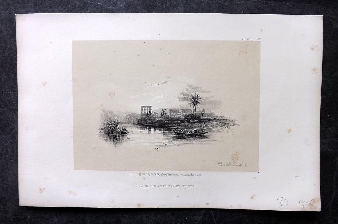Roberts, David 1856 Print. Island of Philae by sunset 179 Egypt (1 of 1)