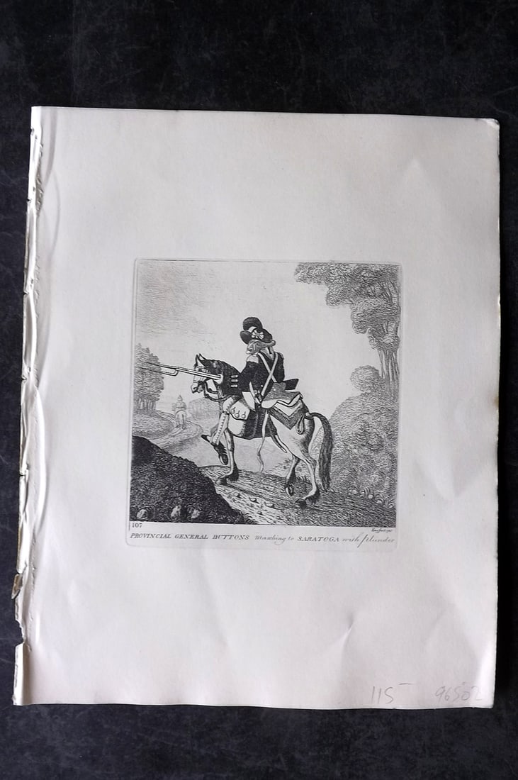 Kay, John 1877 American Revolutionary War Print. Gen. Buttons marching to Saratoga (1 of 2)