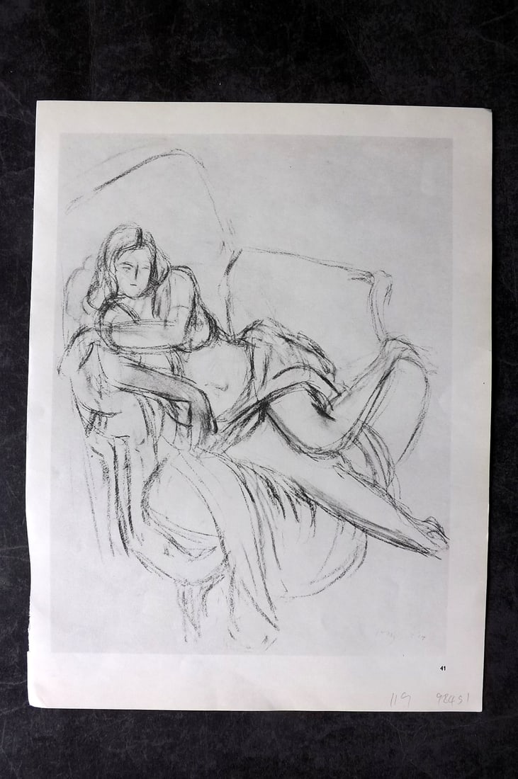 Matisse, Henri 1969 Folio Scarce Print. Drawing 41: Lithograph Published 1969, New York for "Henri Matisse. Drawings And Paper Cut-Outs" by Raoul Jean Moulin. Paper Size: 12 x 9 inch (30.5 x 23cm) Good Condition