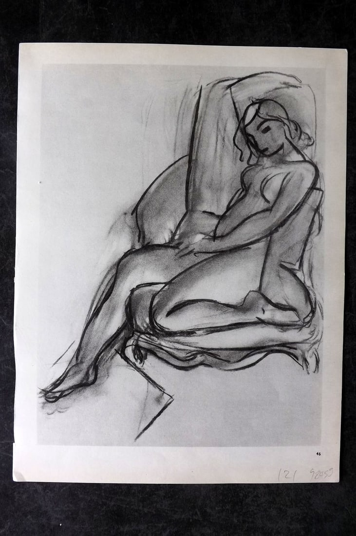 Matisse, Henri 1969 Folio Scarce Print. Drawing 46: Lithograph Published 1969, New York for "Henri Matisse. Drawings And Paper Cut-Outs" by Raoul Jean Moulin. Paper Size: 12 x 9 inch (30.5 x 23cm) Good Condition