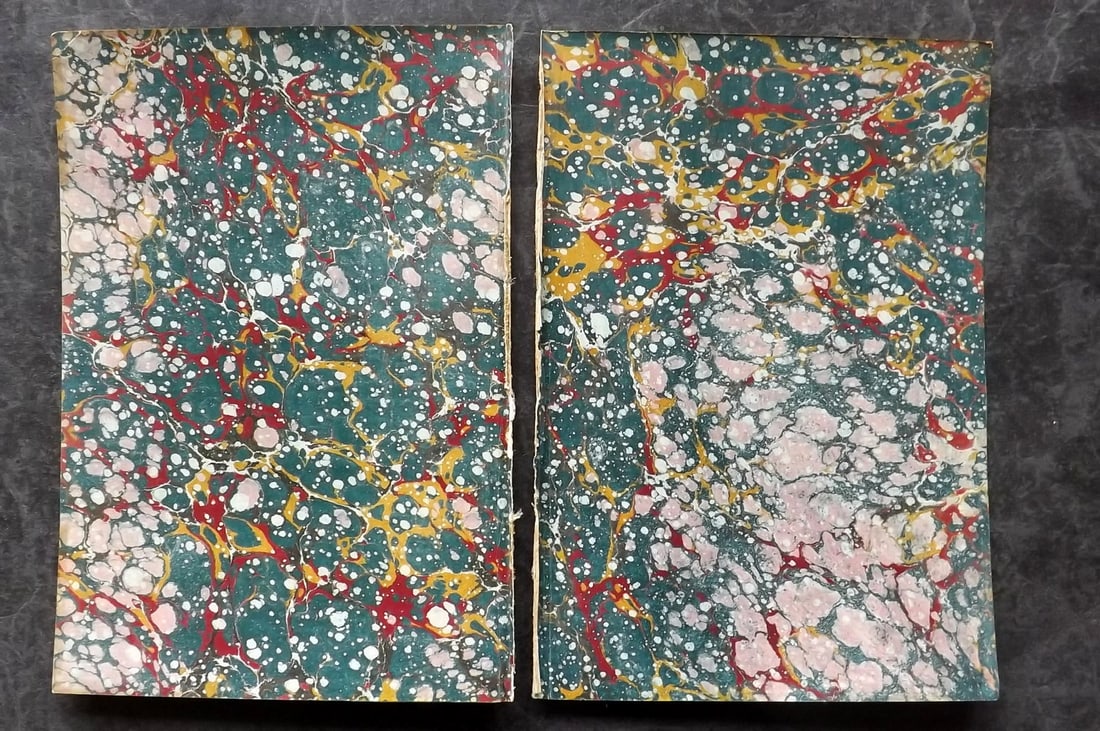 Old Paper Bookbinding C1890 Pair of Marble End Papers, 8vo (1 of 2)