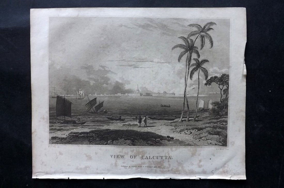 Clarke, J. W. C1820 Print. View of Calcutta, India (1 of 1)