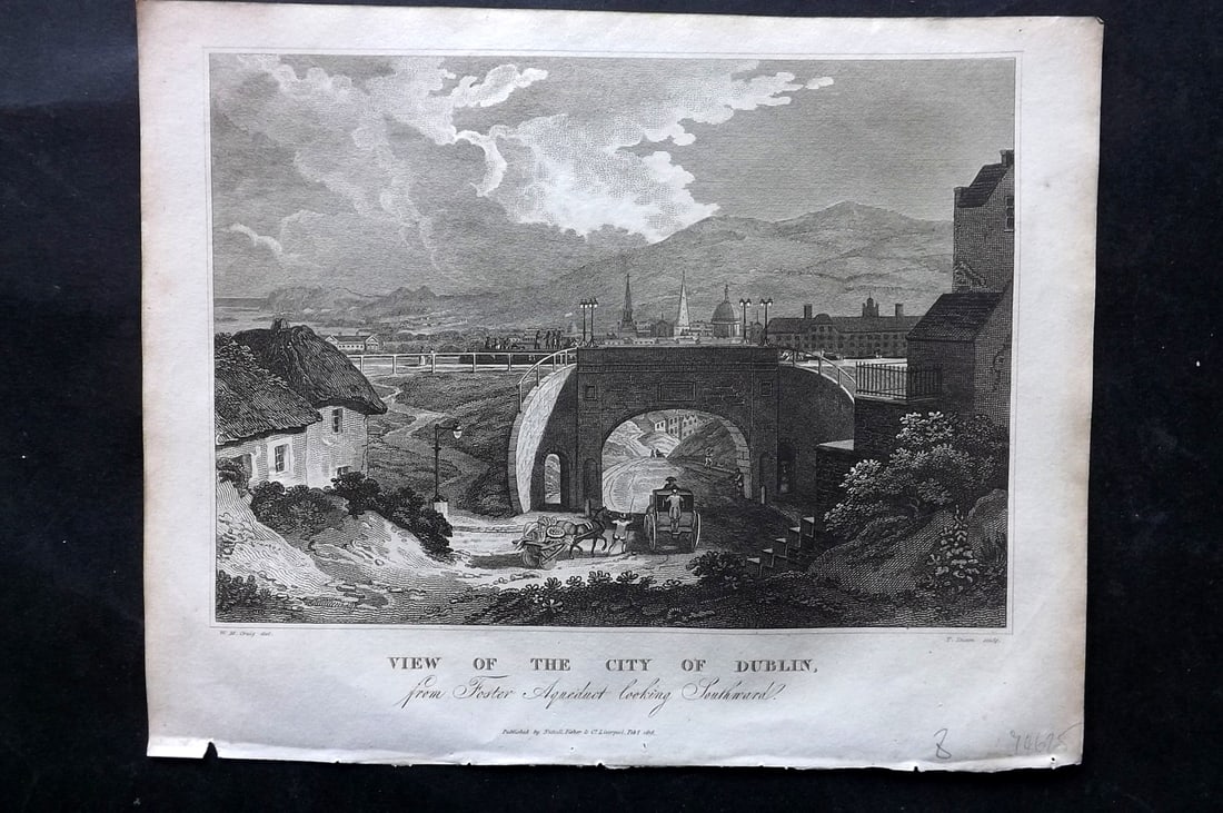 Clarke, J. W. C1820 Print. View of the City of Dublin, Ireland (1 of 1)