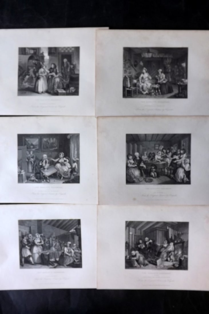 Hogarth, William 1833 Set of 6 Prints. Harlot's Progress (1 of 2)