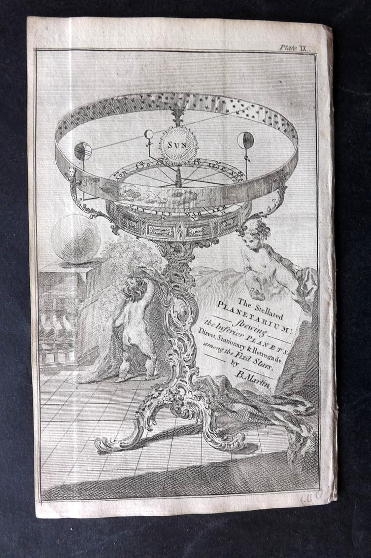 Martin, Benjamin 1759 Astronomy Print. Stellated Planetarium: Copper Plate Published 1759, London for "The Young Gentleman and Lady's Philosophy... by Benjamin Martin. Paper Size: 8 x 5 inch (21 x 13cm) Good Condition