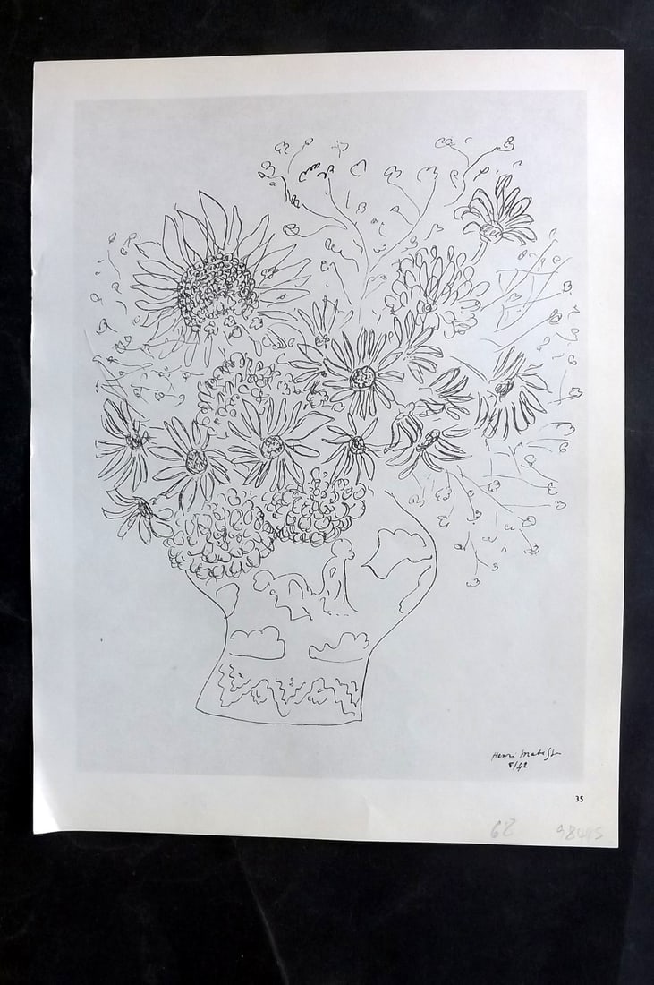 Matisse, Henri 1969 Folio Scarce Print. Drawing 35: Lithograph Published 1969, New York for "Henri Matisse. Drawings And Paper Cut-Outs" by Raoul Jean Moulin. Paper Size: 12 x 9 inch (30.5 x 23cm) Good Condition