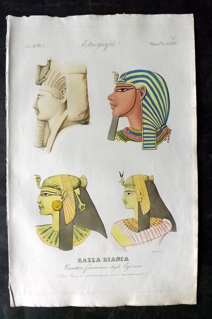 Marmocchi, F. C. 1845 Folio HCol Print. Egypt - Ancient Ethnic Study 85 (1 of 2)