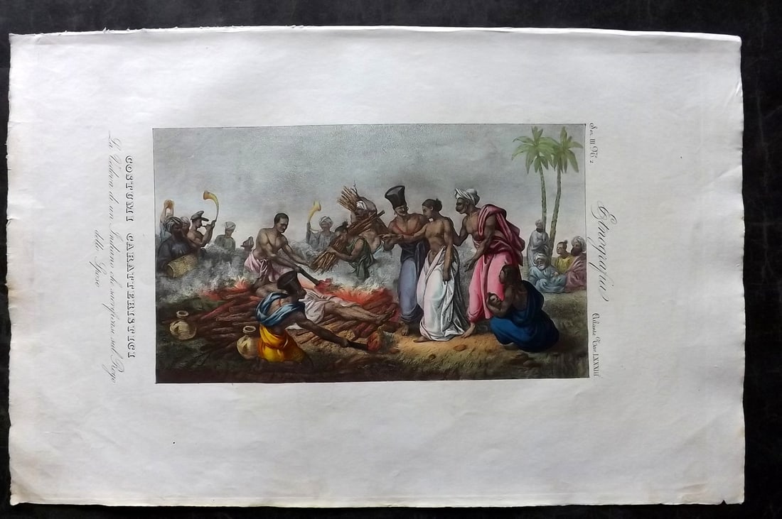 Marmocchi, F. C. 1845 Folio HCol Print. India Hindu Sati 83 (1 of 2)