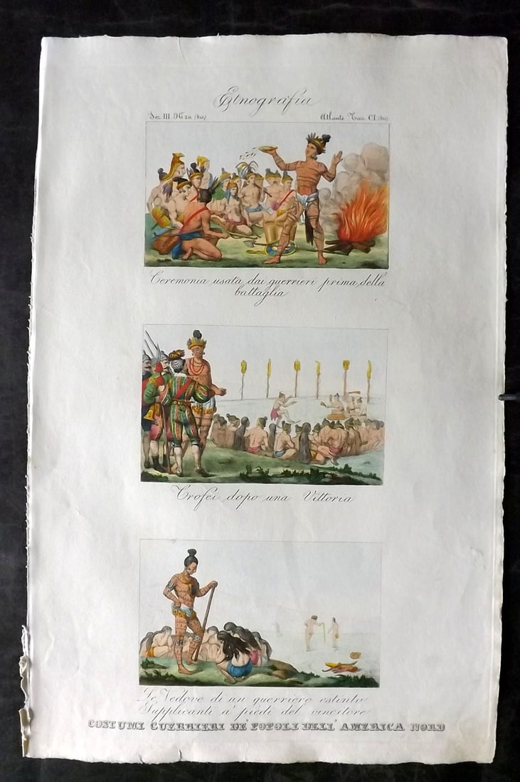 Marmocchi, F. C. 1845 Folio HCol Print. North American Native Americans (1 of 2)