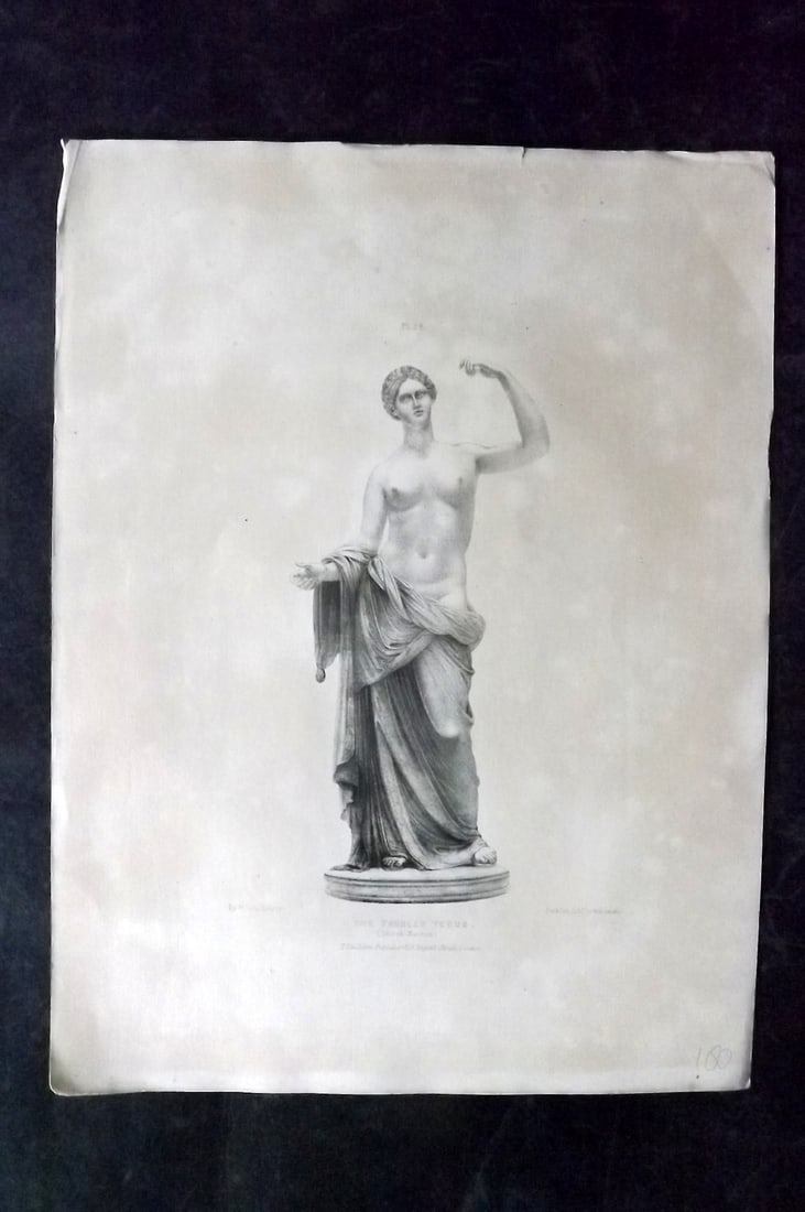 Fau, Dr. Julian 1849 Folio Anatomy Statue Print. Townley Venus 28: Folio Lithograph Published 1849, London for "The Anatomy of the External Forms of Man" by Dr. Julian Fau. Lithographed by Leveille. Edited by Robert Knox. Paper Size: 14 x 10 inch (36 x 25cm) Toning p