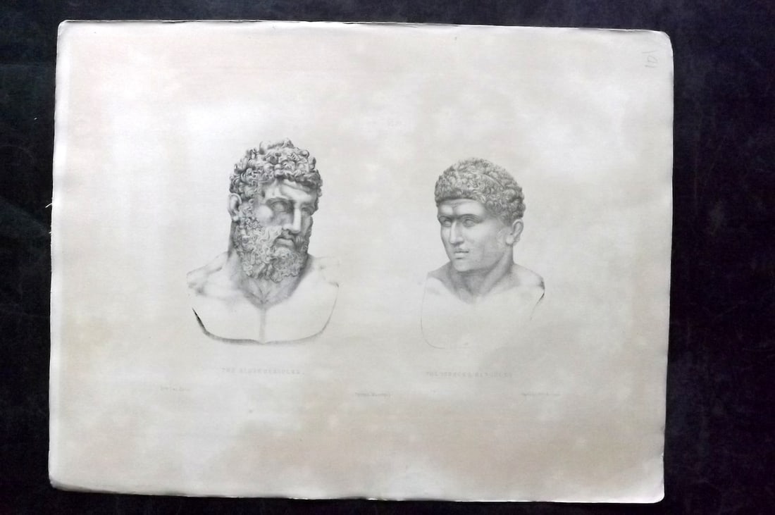 Fau, Dr. Julian 1849 Folio Statue Print. Hercules 27: Folio Lithograph Published 1849, London for "The Anatomy of the External Forms of Man" by Dr. Julian Fau. Lithographed by Leveille. Edited by Robert Knox. Paper Size: 14 x 10 inch (36 x 25cm) Toning p