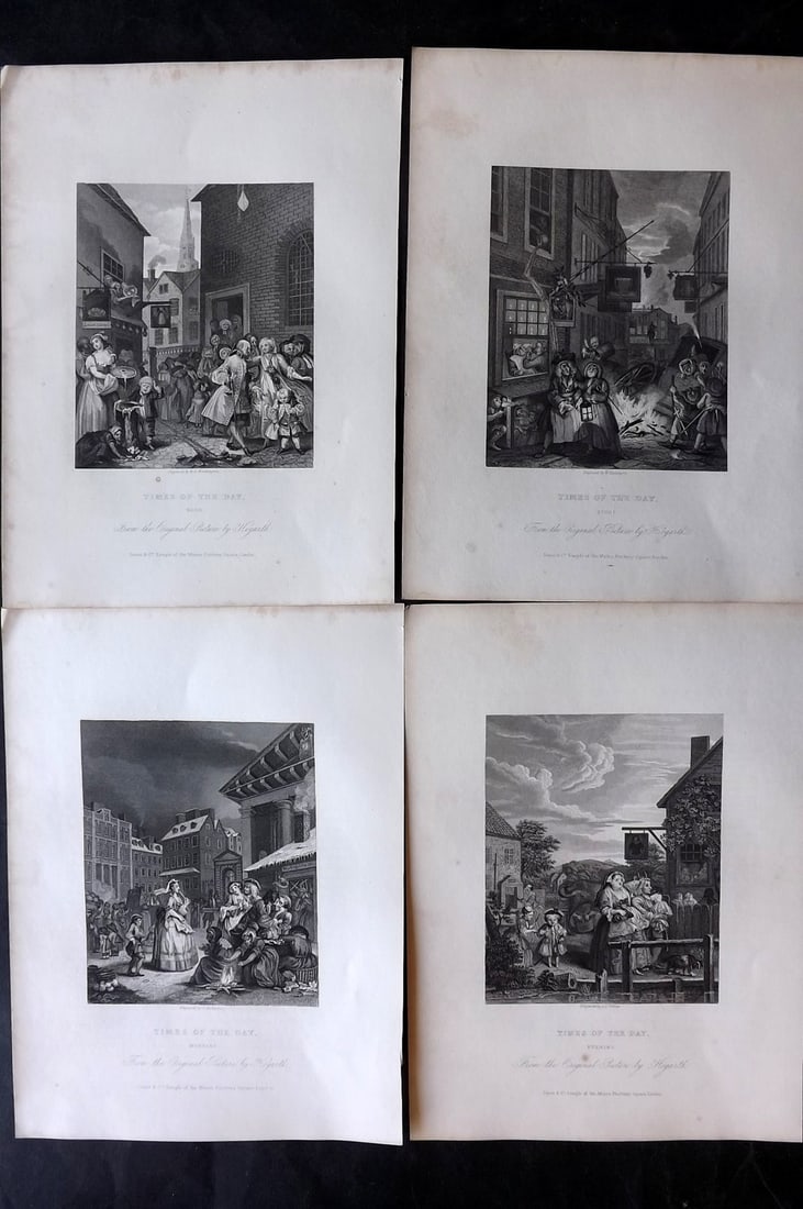 Hogarth, William 1833 Set of 4 Prints. Four Times of Day (1 of 2)
