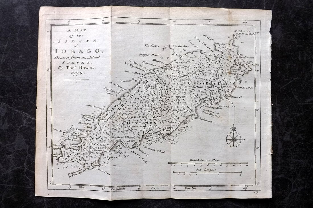 Gentleman's Magazine 1779 Map. Tobago, West Indies, Bowen (1 of 1)