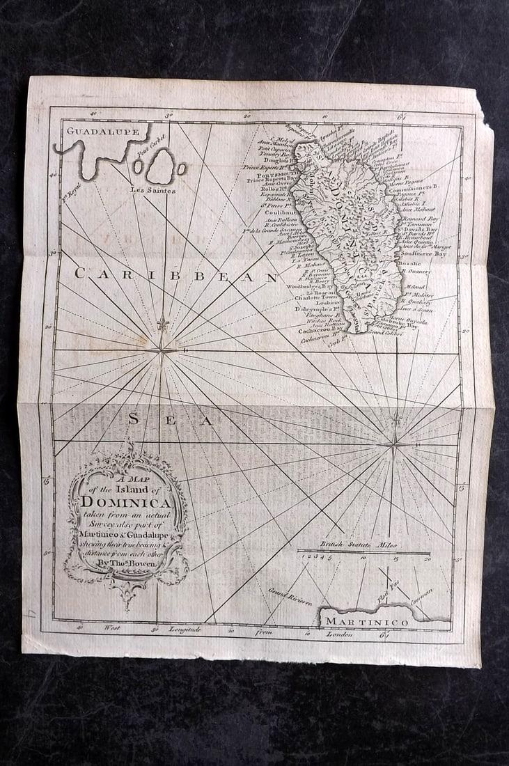 Gentleman's Magazine 1778 Map. Dominica West Indies Thomas Bowen (1 of 1)