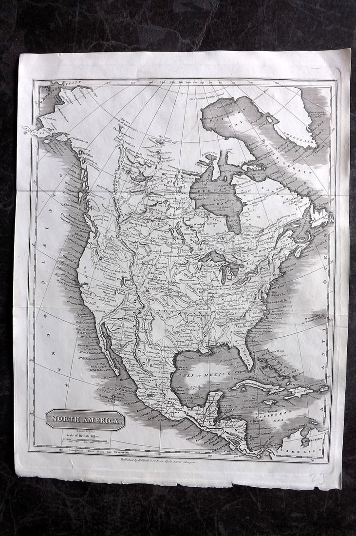 Glasgow Geography 1825 Antique Map. North America USA Canada (1 of 1)