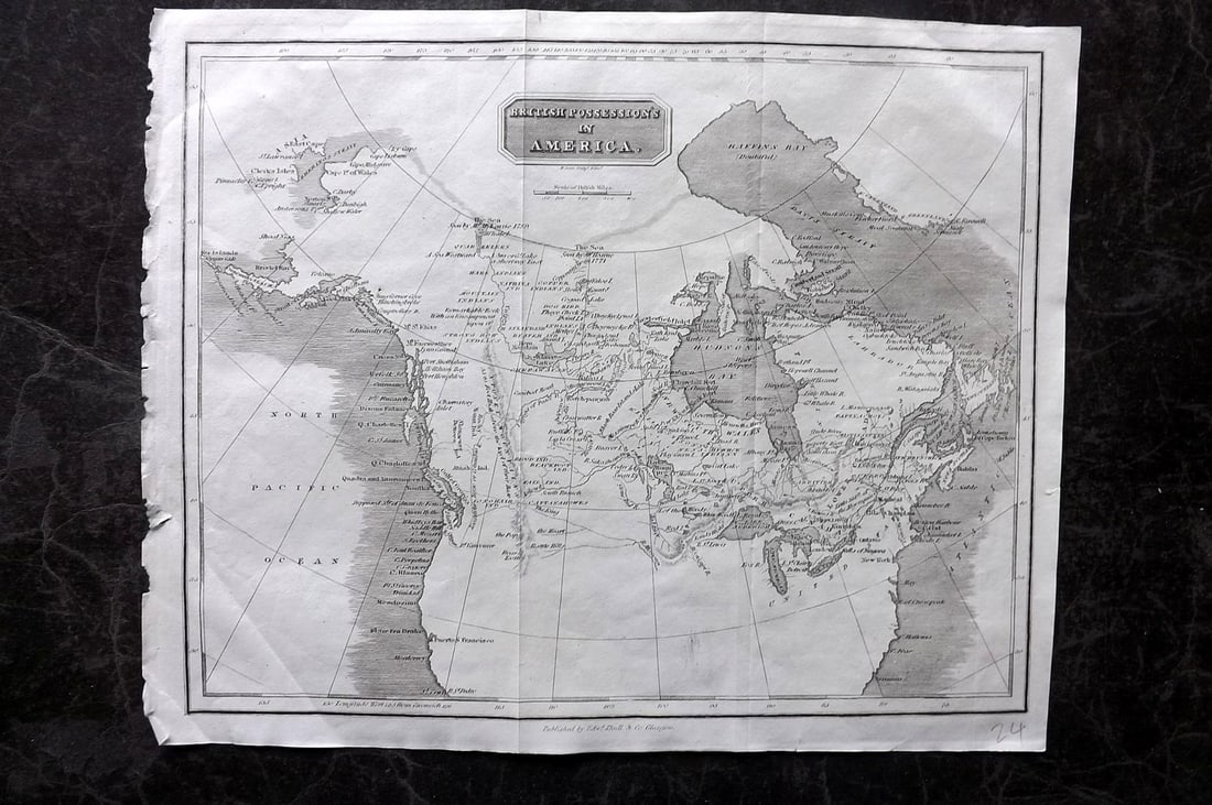 Glasgow Geography 1825 Antique Map. Canada - British Possessions in America (1 of 1)