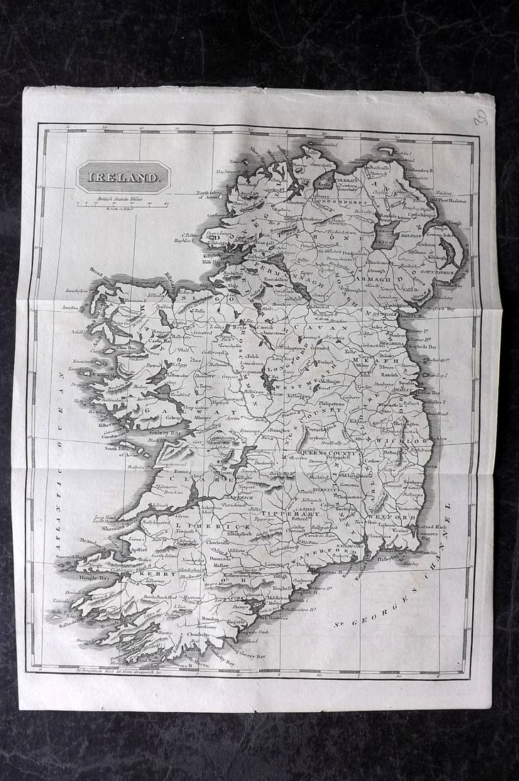 Glasgow Geography 1825 Antique Map. Ireland (1 of 1)