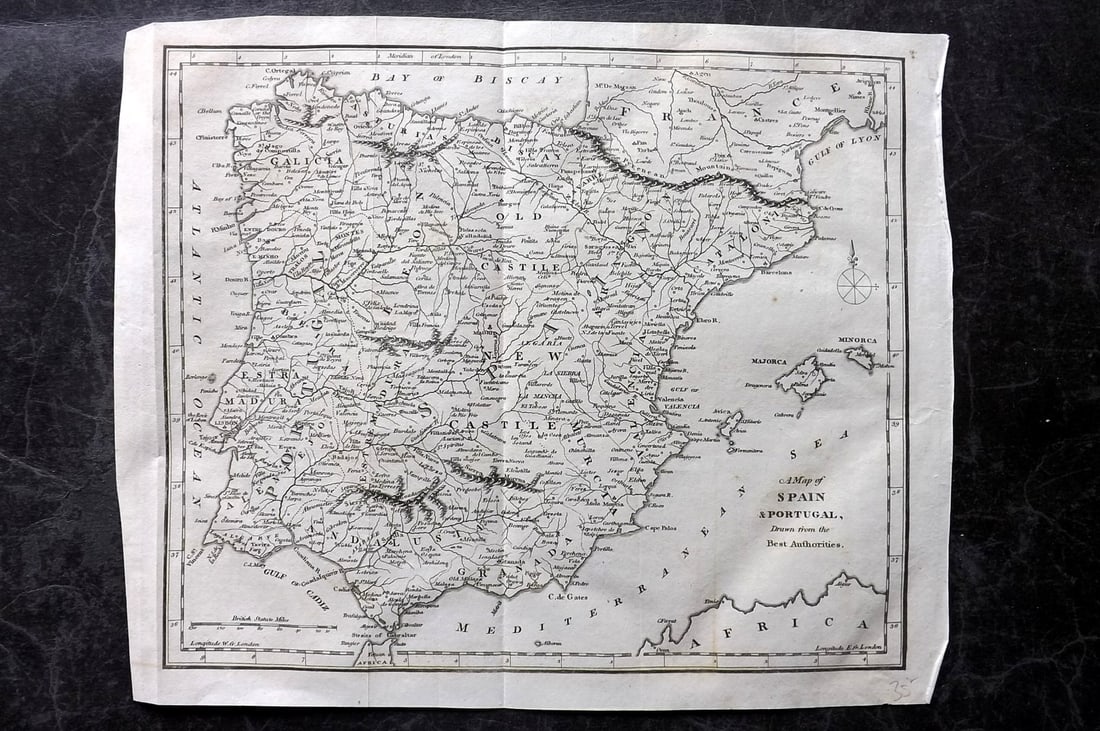 Moore, Henry 1809 Antique Map. Spain and Portugal (1 of 1)