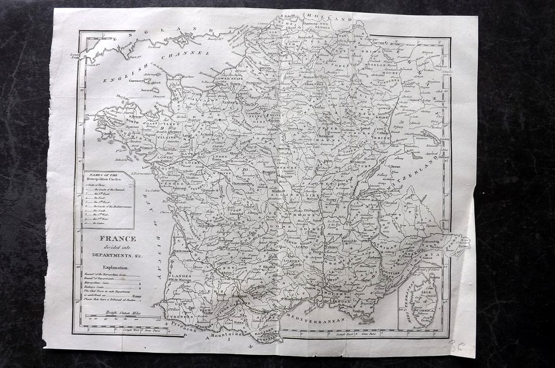 Moore, Henry 1809 Antique Map. France (1 of 1)