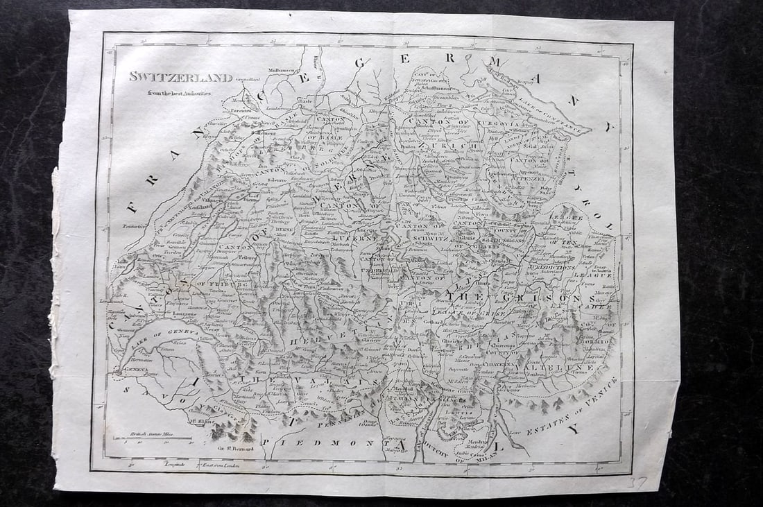 Moore, Henry 1809 Antique Map. Switzerland (1 of 1)