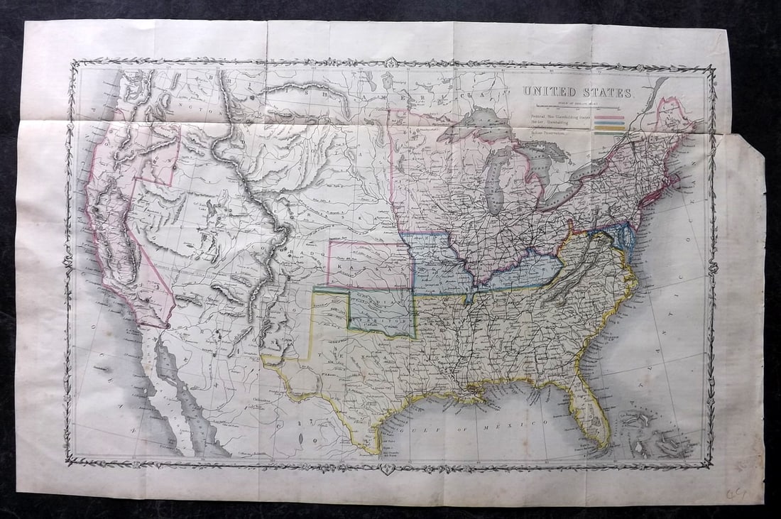 Rapkin, John 1860 Hand Col Map. United States (1 of 2)