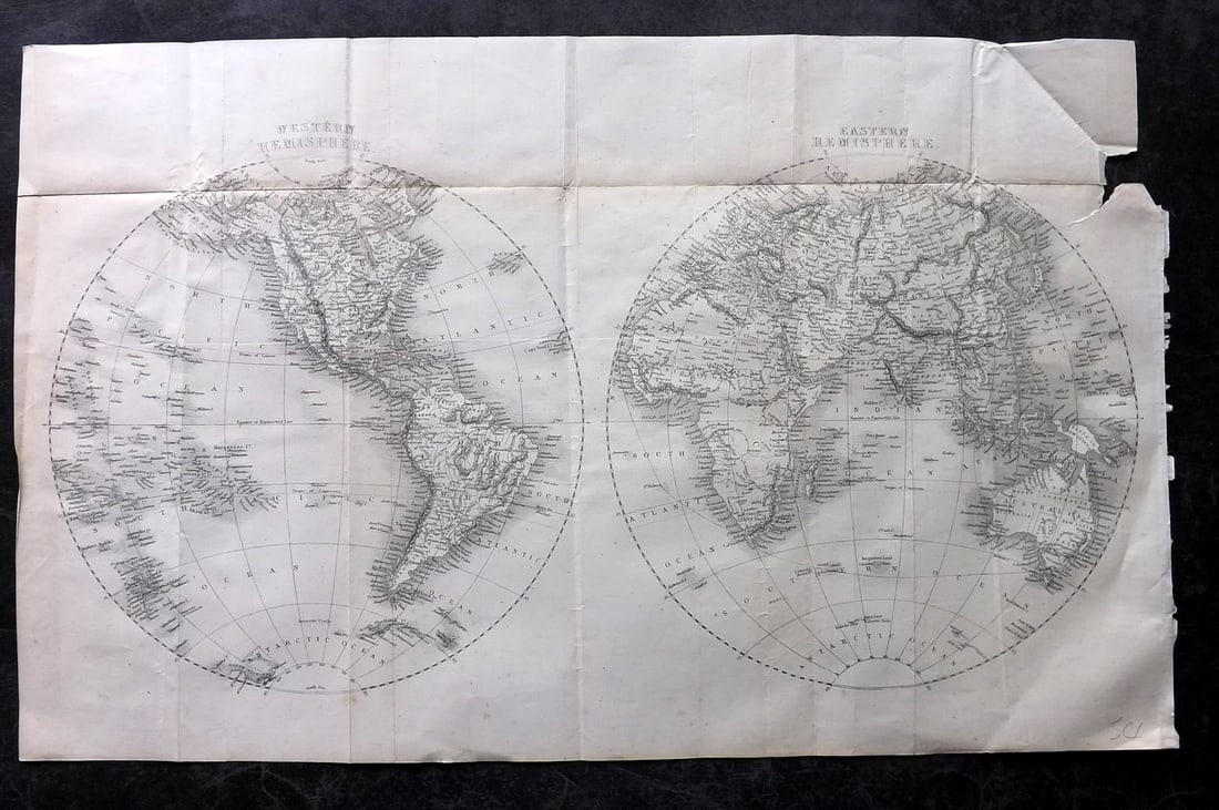Rapkin, John 1860 Antique Map. World Hemispheres (1 of 1)