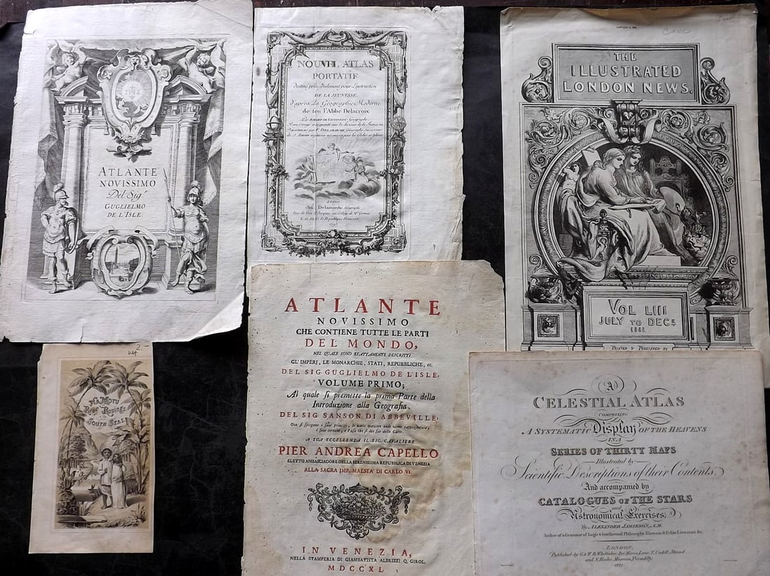 Atlas Title Pages C1740-1822 Lot of 4+ incl Engraved (1 of 2)