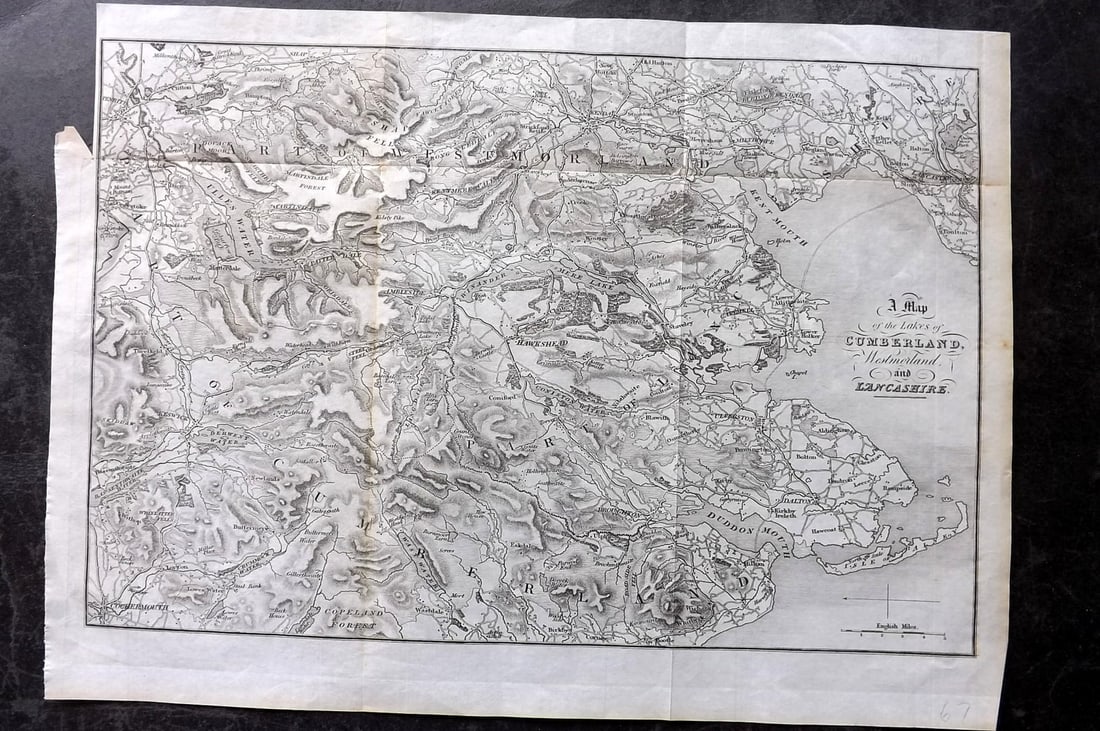 Paterson & Mogg C1830 British Road Map. Cumberland, Westmorland & Lancashire (1 of 1)