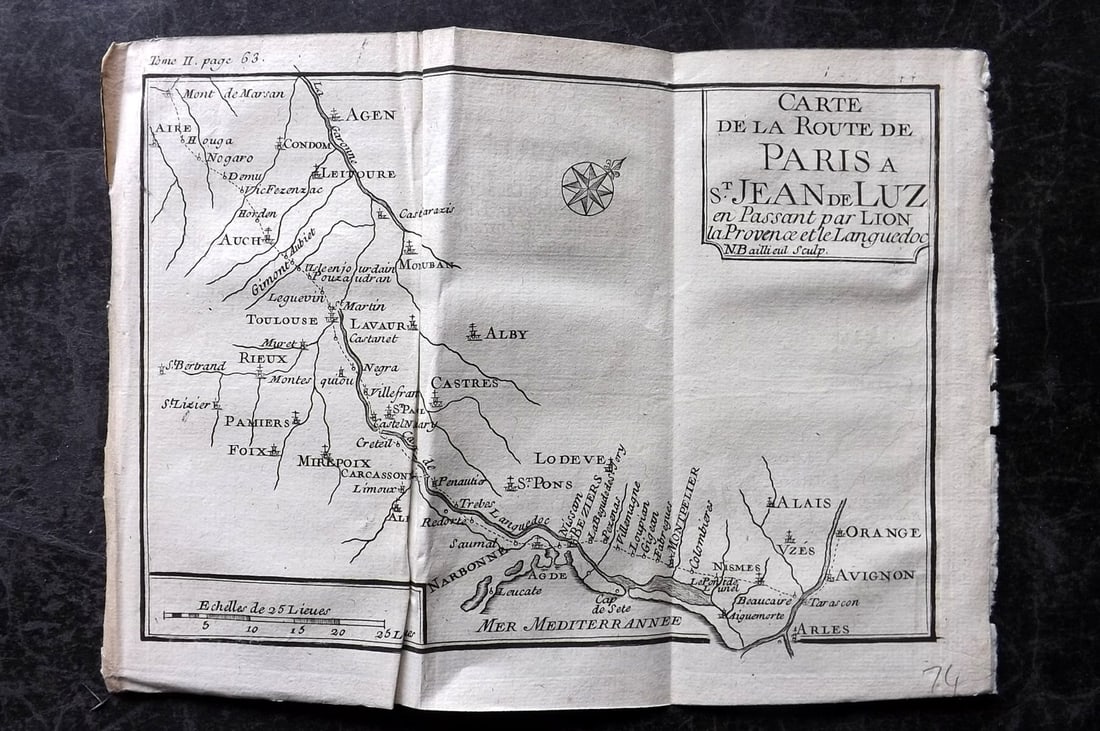 De La Force, Jean 1730 Road Map. Paris a St. Jean de Luz (1 of 1)