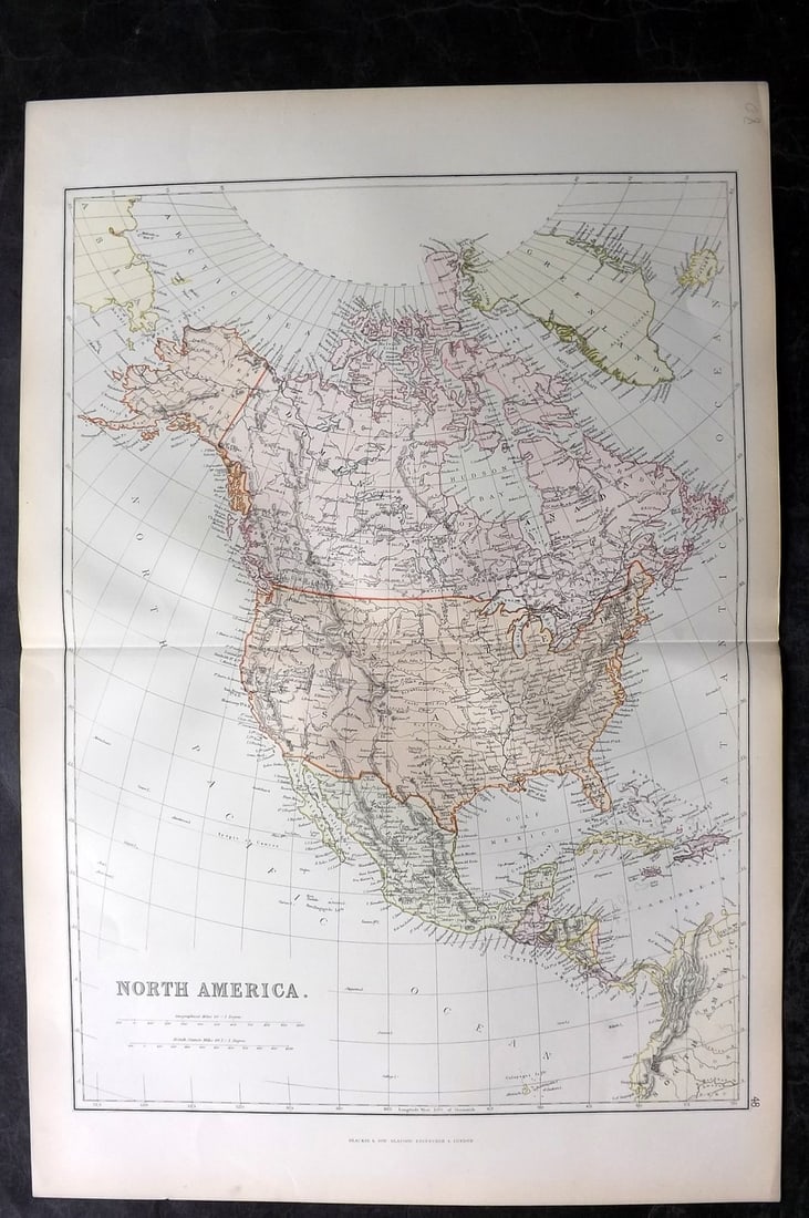 Blackie (Pub) 1882 Folio Map. North America USA Canada (1 of 1)
