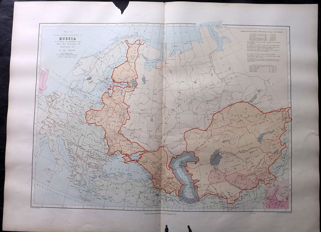 Stanford, Edward 1901 Large Map. Russia since the Accession of Peter I (1 of 2)