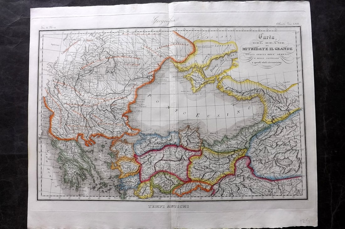 Marmocchi, F. C. 1845 Hand Col Map. Black Sea. Greece Armenia Turkey Russia (1 of 2)