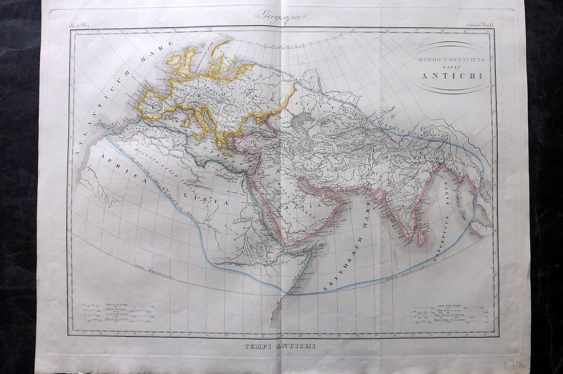 Marmocchi, F. C. 1845 Hand Col Map. Ancient World (1 of 2)