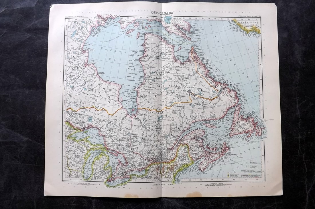 Stieler, Adolf 1909 Pair of Maps. Canada - East & West (1 of 2)