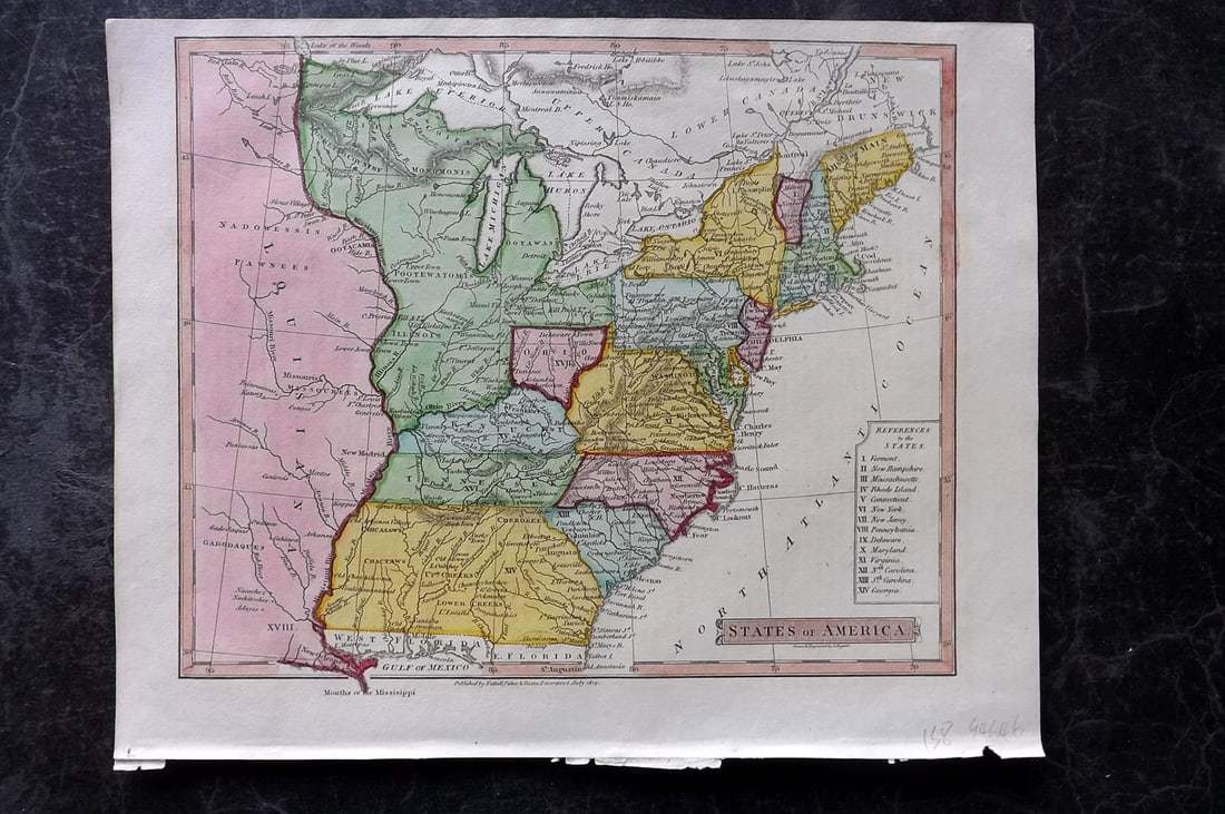 Clarke & Russell 1814 Hand Col Map. States of America (1 of 2)