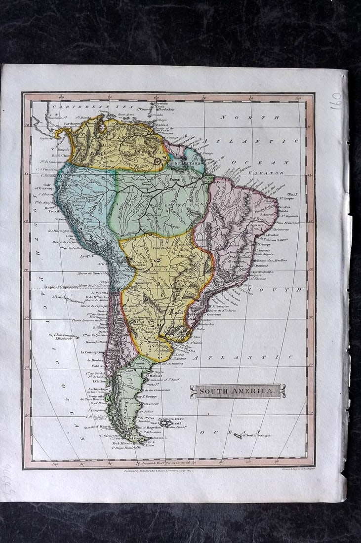Clarke & Russell 1814 Hand Col Map. South America (1 of 2)