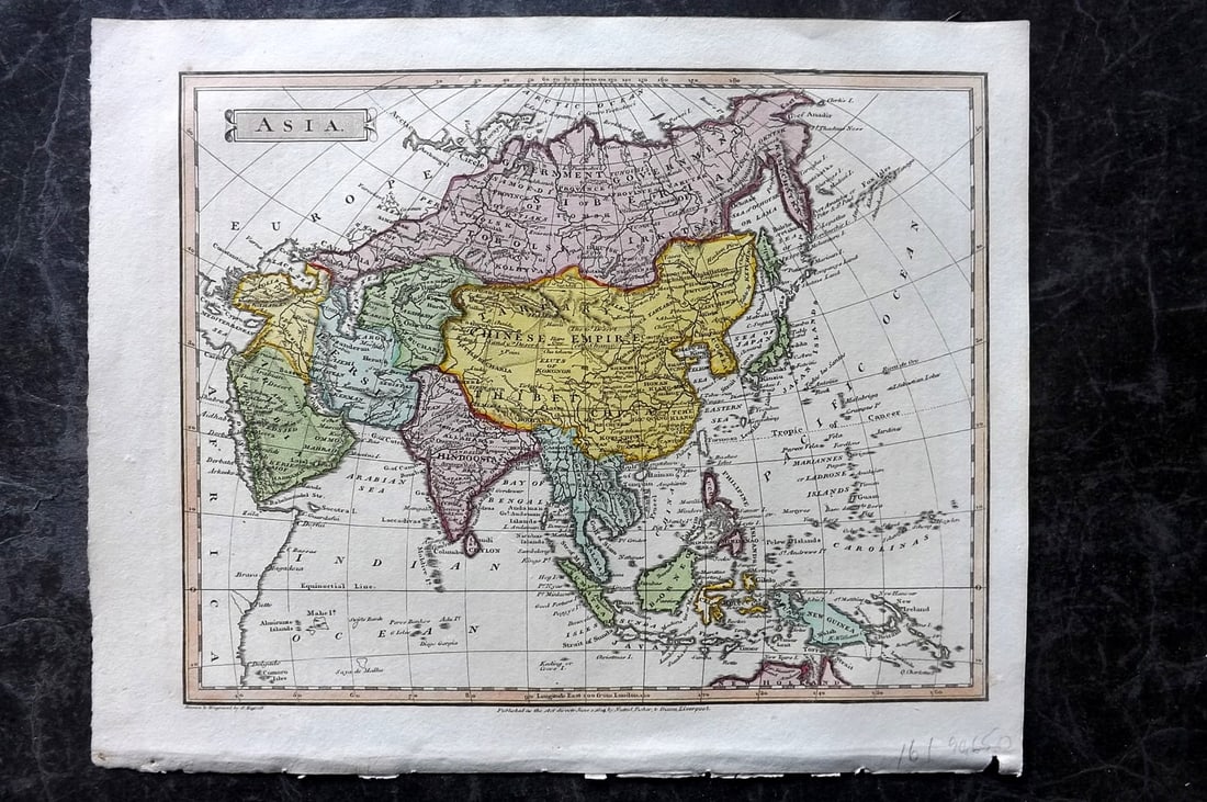 Clarke & Russell 1814 Hand Col Map. Asia: Hand Colored Copper Engraved Map Published 1814-27, London for "A New Geographical Dictionary; Containing a Description of all the Empires, Kingdoms, States and Provinces..." by J. W. Clarke. Drawn an