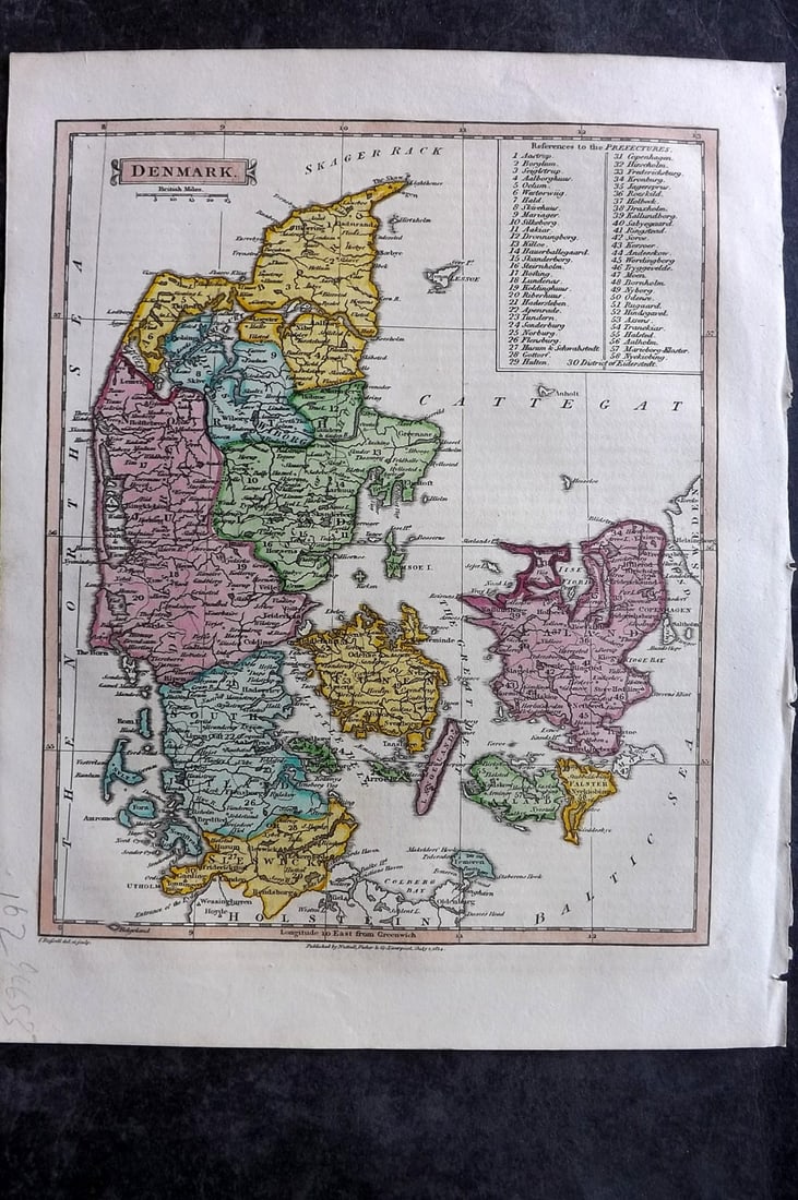 Clarke & Russell 1814 Hand Col Map. Denmark (1 of 2)